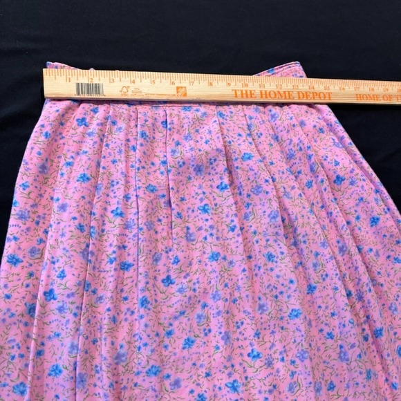 Vintage One Hanes Place Womens Pink Floral‎ pleated midi skirt cottagecore sz M - Picture 10 of 13